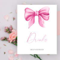 Pink bow baby shower - Drinks  Poster
