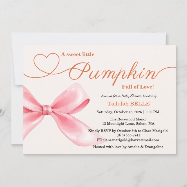 Pink Bow Baby Shower | Elegant Enclosure Card (Front)