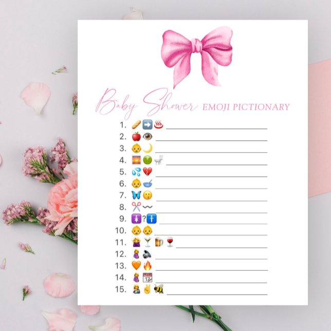 Pink bow baby shower emoji Pictionary game (Creator Uploaded)