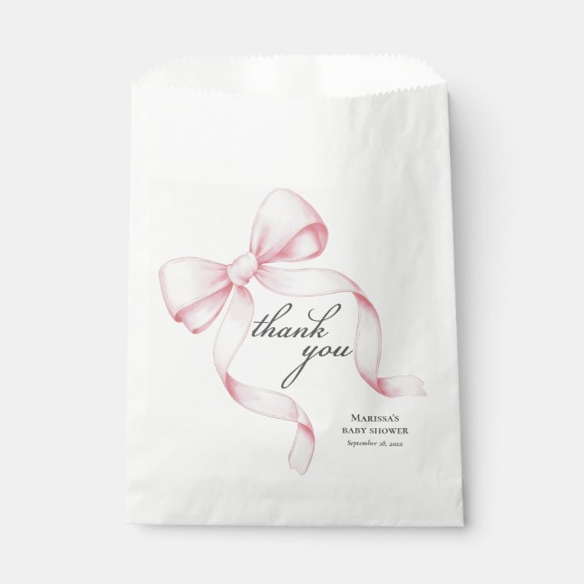 Pink Bow Baby Shower Favour Bags (Front)