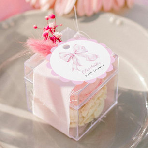 Pink Bow Baby Shower Favour Tags