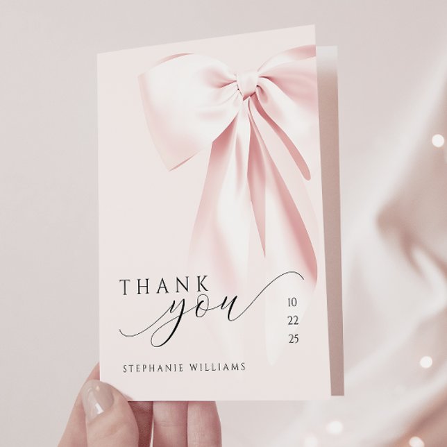 Pink Bow Baby Shower Folded Thank You Card  (Creator Uploaded)