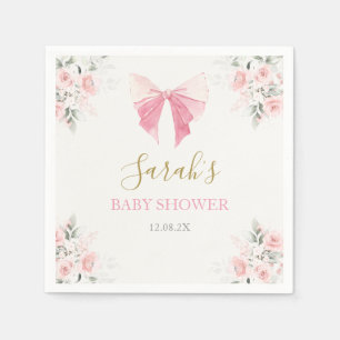 Pink Bow Baby Shower Girl Napkin