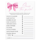 Pink bow baby shower - Guess the price Game