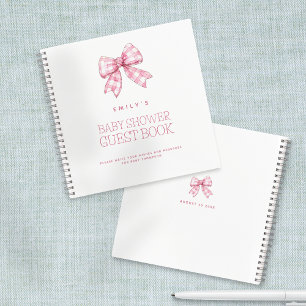 PInk Bow Baby Shower Guest Book