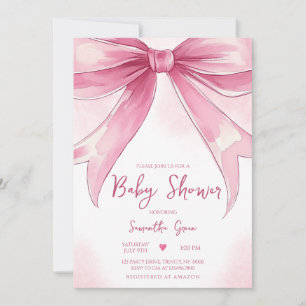 Pink Bow Baby Shower Invitation