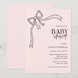 Pink Bow  Baby Shower  Invitation