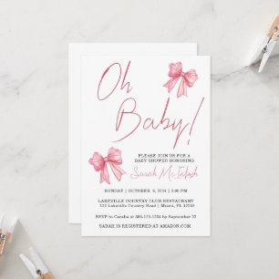 Pink Bow Baby Shower Invitation