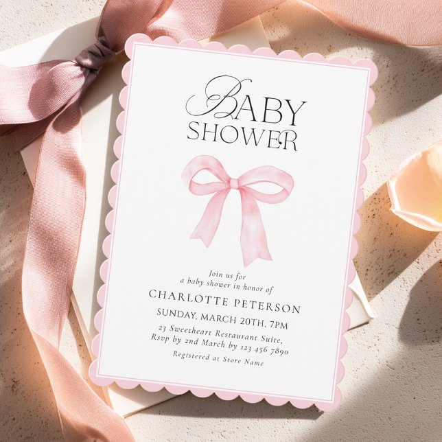 Pink Bow Baby Shower Invitation (Creator Uploaded)