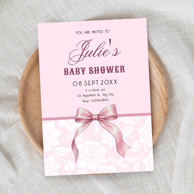 Pink Bow baby shower Invitation (Creator Uploaded)