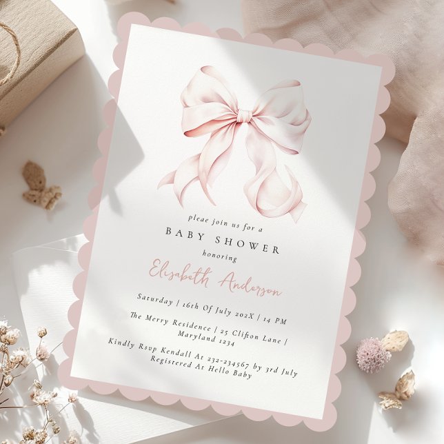Pink Bow Baby Shower Invitation (Creator Uploaded)