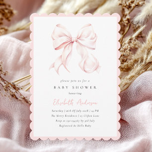 Pink Bow Baby Shower Invitation