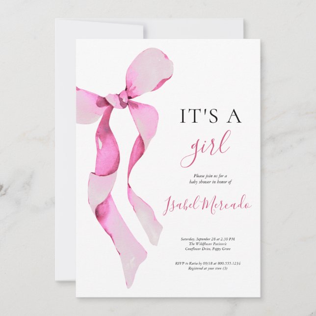 Pink Bow Baby Shower Invitation (Front)