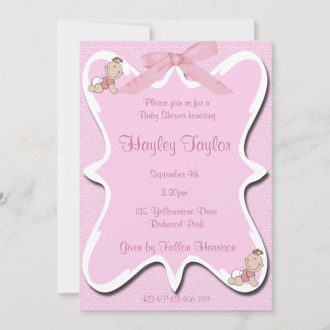 pink bow Baby  Shower Invitation 2 (Front)