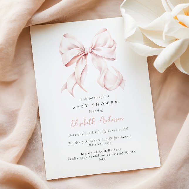 Pink Bow Baby Shower Invitation - Check Spelling (Creator Uploaded)