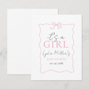 Pink Bow Baby Shower Invitation, Girl Baby Shower
