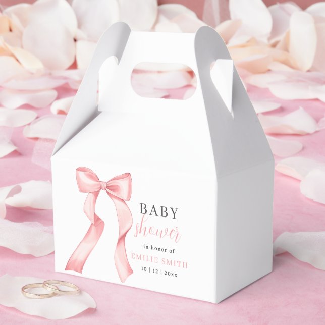Pink Bow Baby Shower Invitation, Pink Coquette Favour Box (Wedding)
