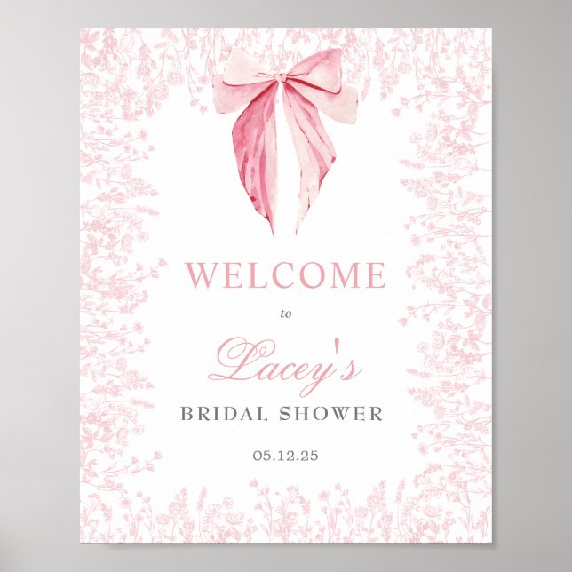 pink bow Baby Shower invitation Poster (Front)