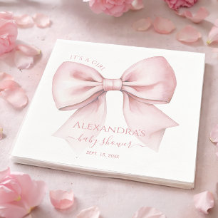 Pink Bow Baby Shower It's a Girl Cute Coquette  Napkin