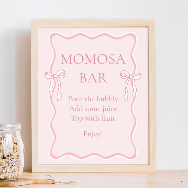 Pink Bow Baby Shower Momosa Bar Poster (Creator Uploaded)
