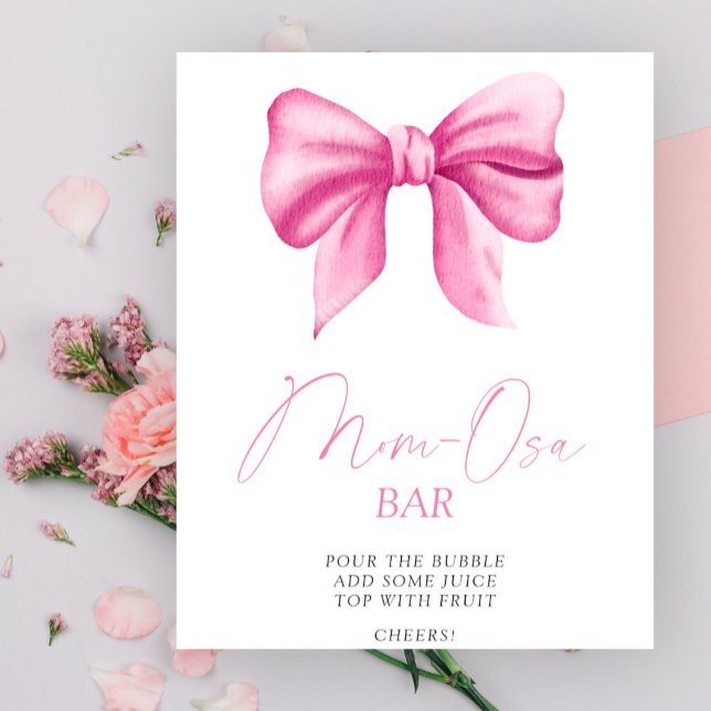 Pink bow baby shower - Mum-osa bar Poster (Creator Uploaded)