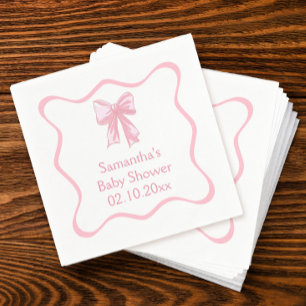 Pink Bow Baby Shower  Napkin