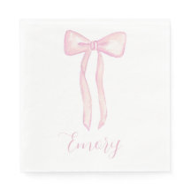 Pink Bow Baby Shower Napkins Customisable