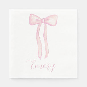 Pink Bow Baby Shower Napkins Customisable