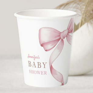 Pink Bow Baby Shower Paper Cups