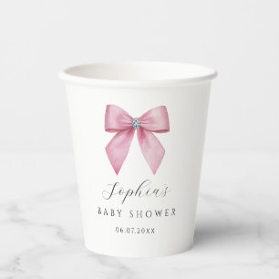Pink Bow Baby Shower  Paper Cups
