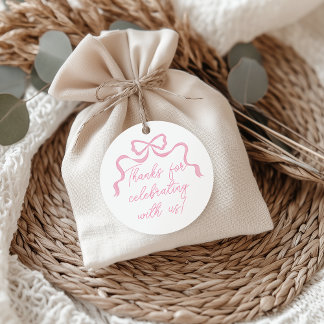 Pink Bow Baby Shower, Pink Ribbon Favour Tags