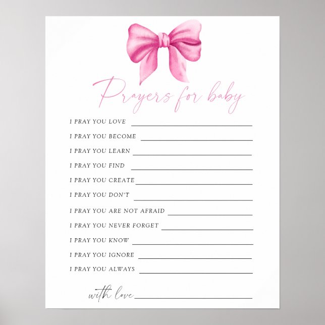 Pink bow baby shower prayers for baby  poster (Front)