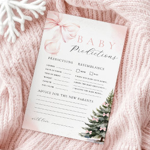 Pink Bow Baby Shower Prediction & Advice Game