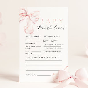 Pink Bow Baby Shower Prediction & Advice Game