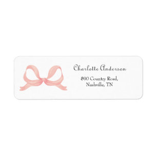 Pink Bow Baby Shower Return Address