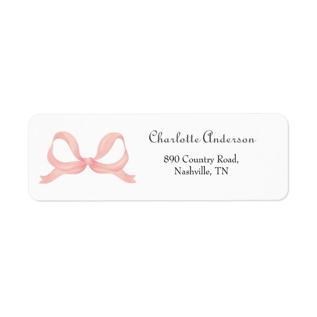 Pink Bow Baby Shower Return Address (Front)
