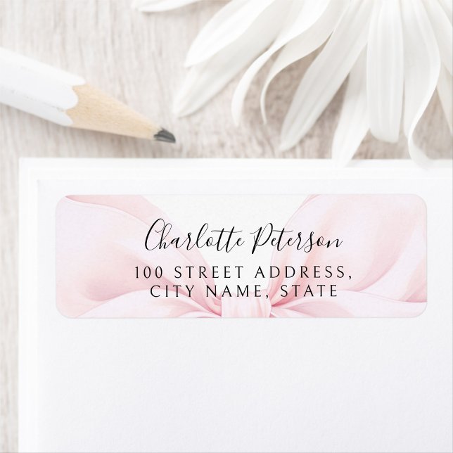 Pink Bow Baby Shower Return Address Label (Creator Uploaded)