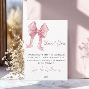 Pink Bow  Baby Shower Thank You Card
