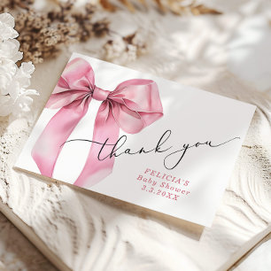 Pink Bow Baby Shower Thank you card
