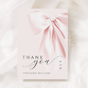 Pink Bow Baby Shower Thank You Card 