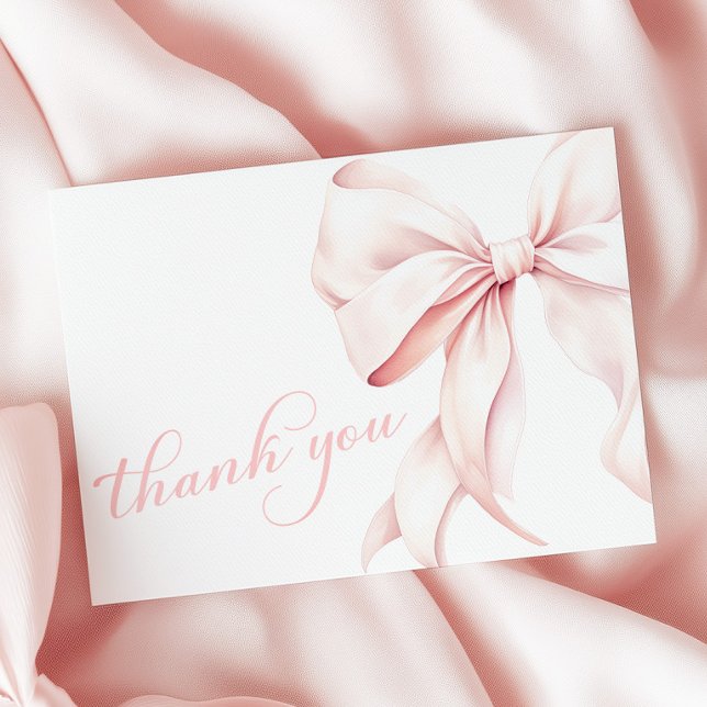Pink Bow Baby Shower Thank You Card (Creator Uploaded)