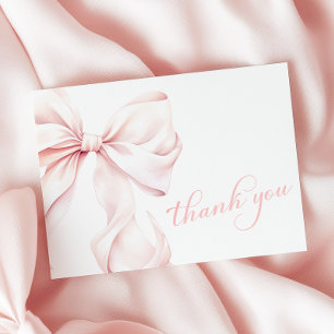 Pink Bow Baby Shower Thank You Card