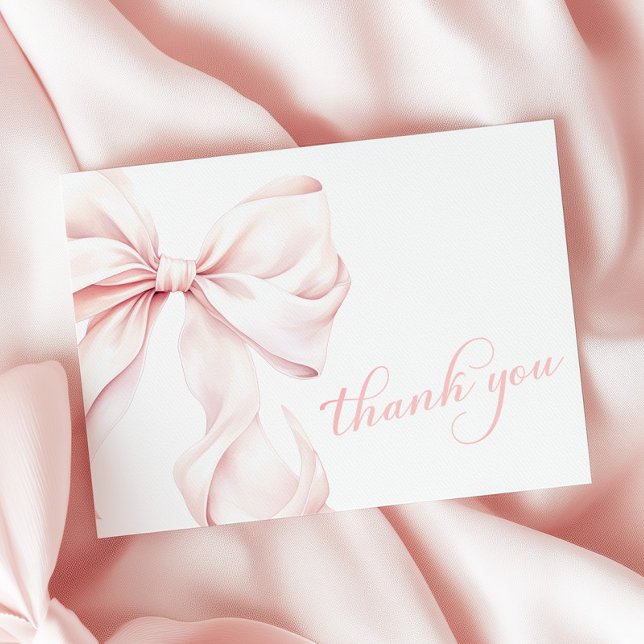 Pink Bow Baby Shower Thank You Card (Creator Uploaded)