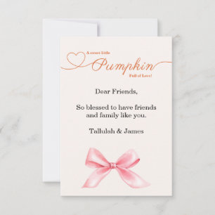 Pink Bow Baby Shower Thank You Card Elegant Girl