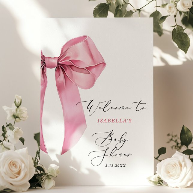 Pink Bow Baby Shower Welcome Poster (Creator Uploaded)