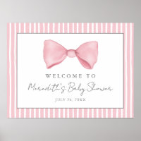 Pink Bow Baby Shower Welcome Sign
