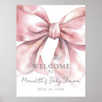 Pink Bow Baby Shower Welcome Sign