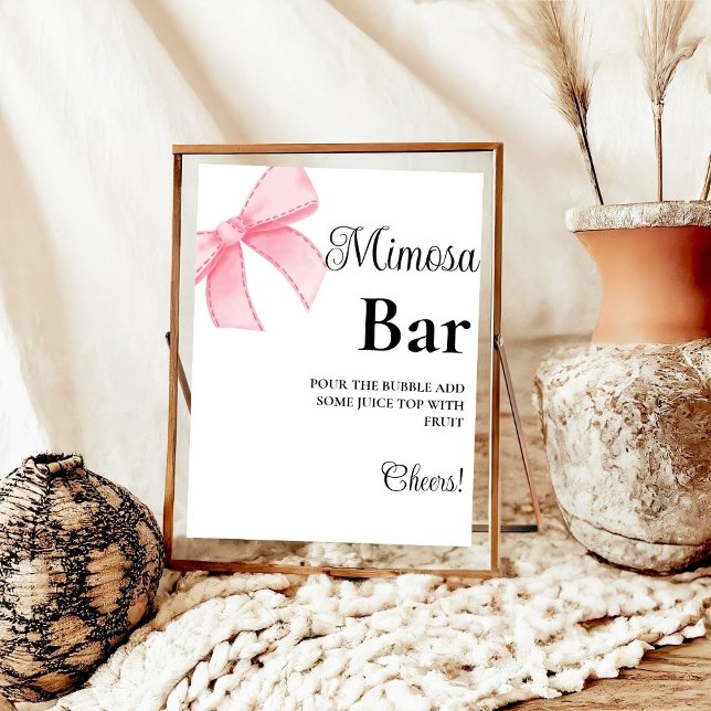 Pink Bow Bachelorette Mimosa Bar Table Sign (Creator Uploaded)