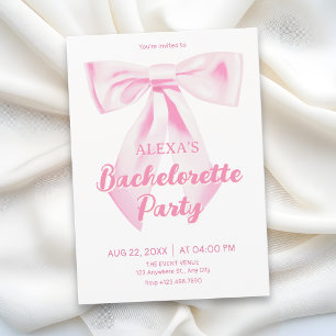 Pink bow bachelorette party invitation
