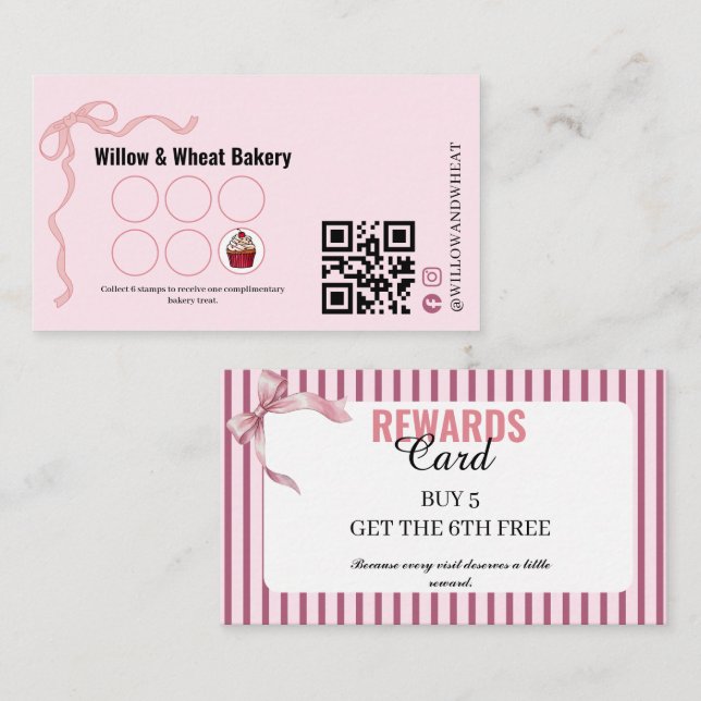 Pink Bow Bakery Rewards Punch Card (Front/Back)